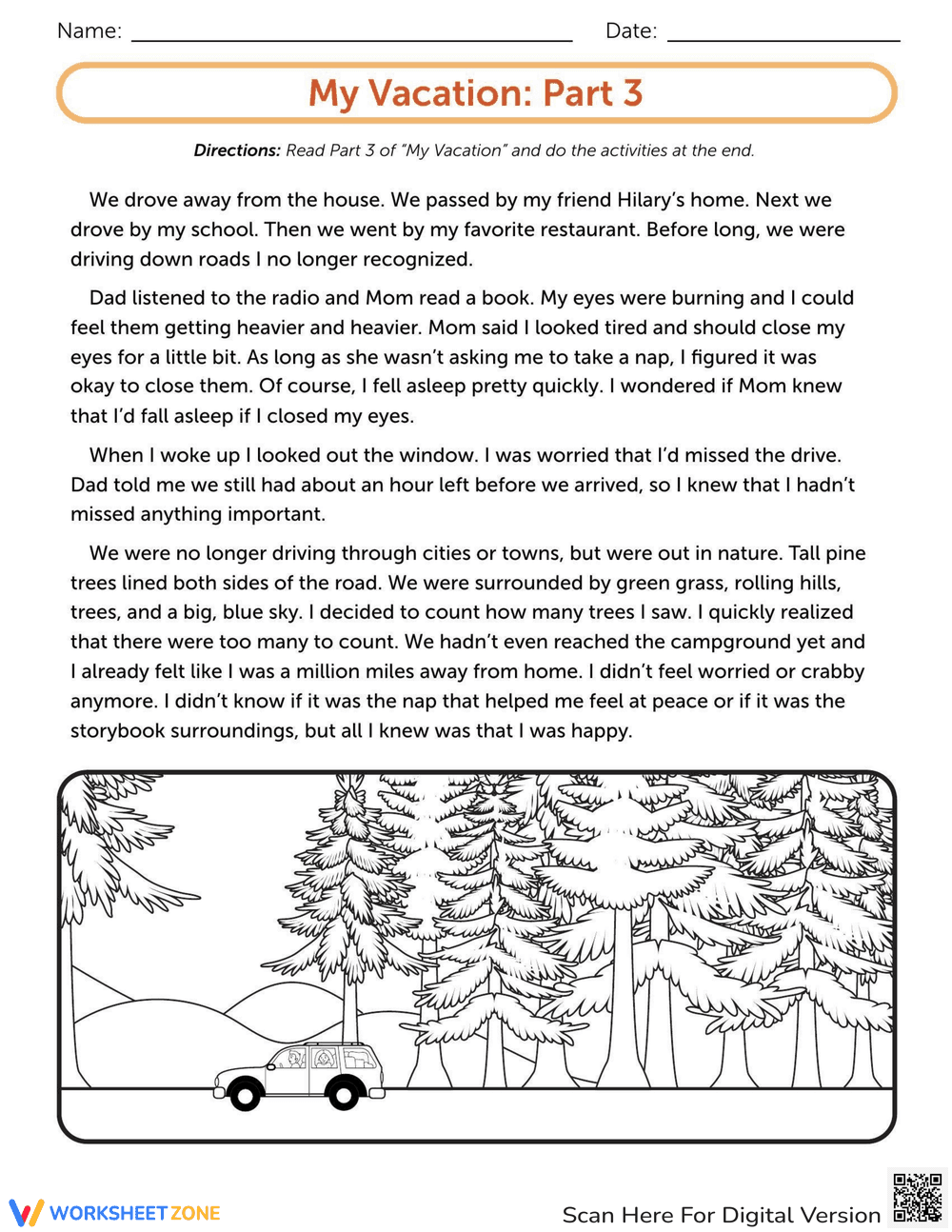 My Vacation: Part Three Writing Activity - Page 1