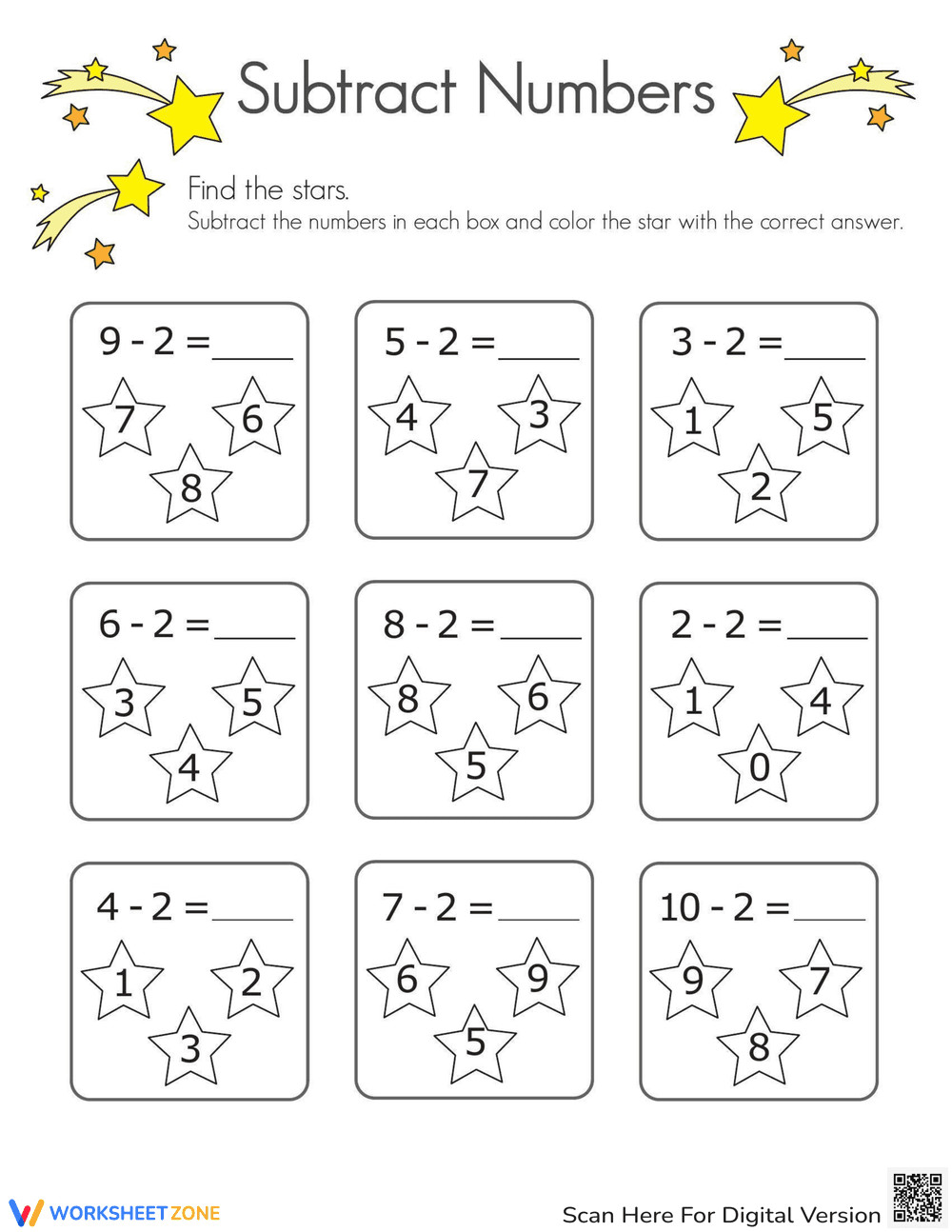 Subtraction Practice: Space-Themed Math Fun - Page 1