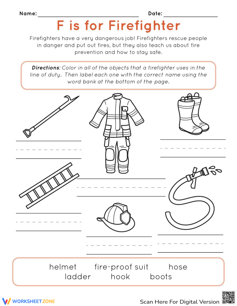 Learning the Letter F: F is for Firefighter - Page 1