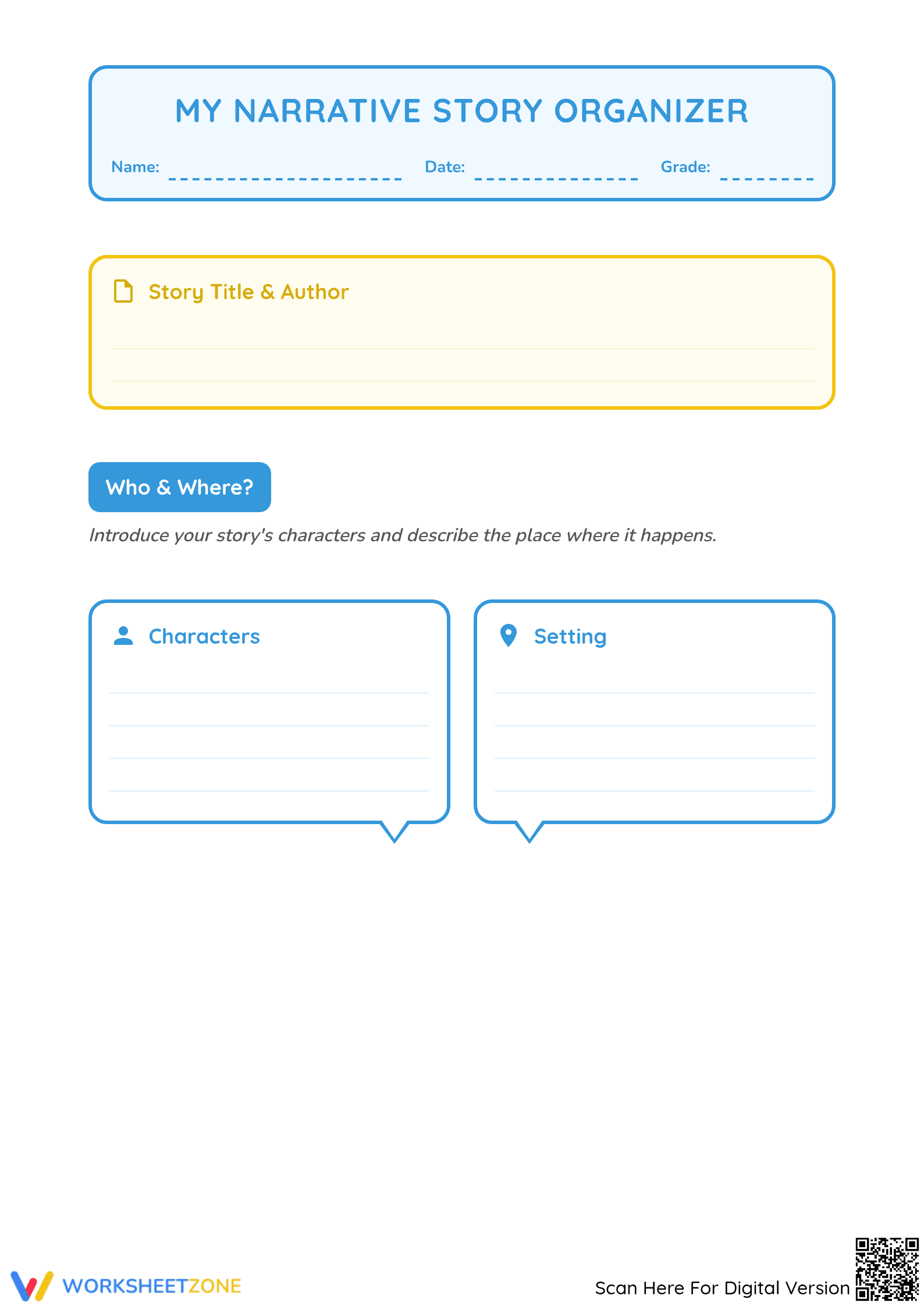 Printable Narrative Story Organizer | Grade 2-3 ELA - Page 1