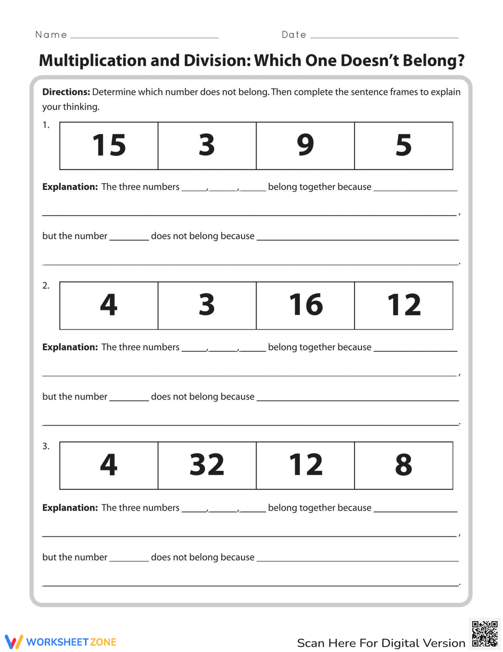 Multiplication and Division: Which One Doesn't Belong? - Page 1