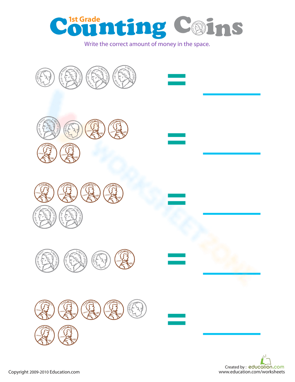 Counting Coins: A Practical Math Worksheet - Page 1