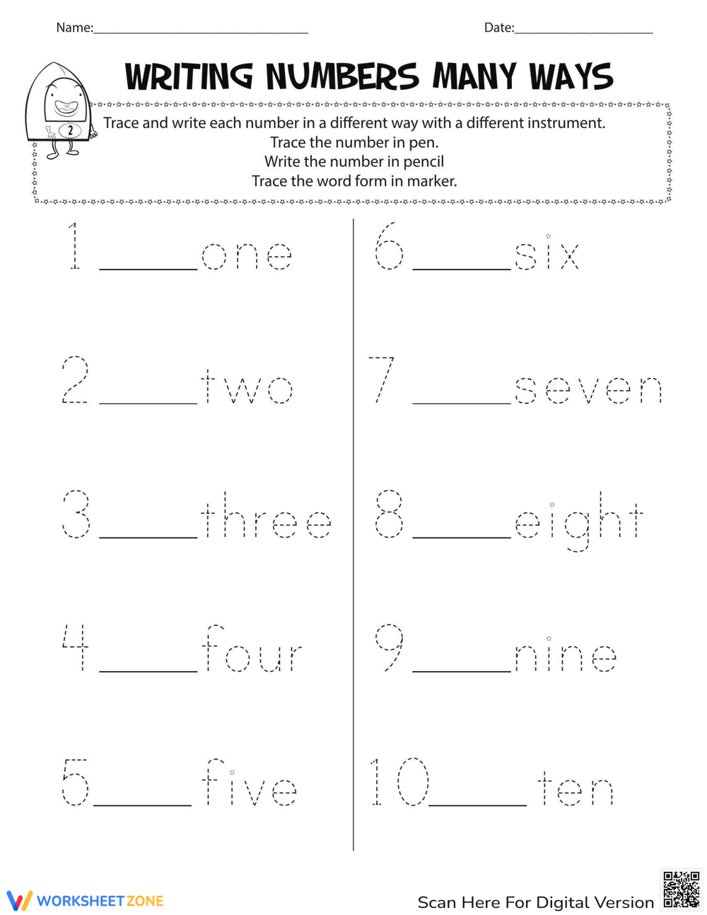 Writing Numbers in Many Ways Worksheet - Page 1