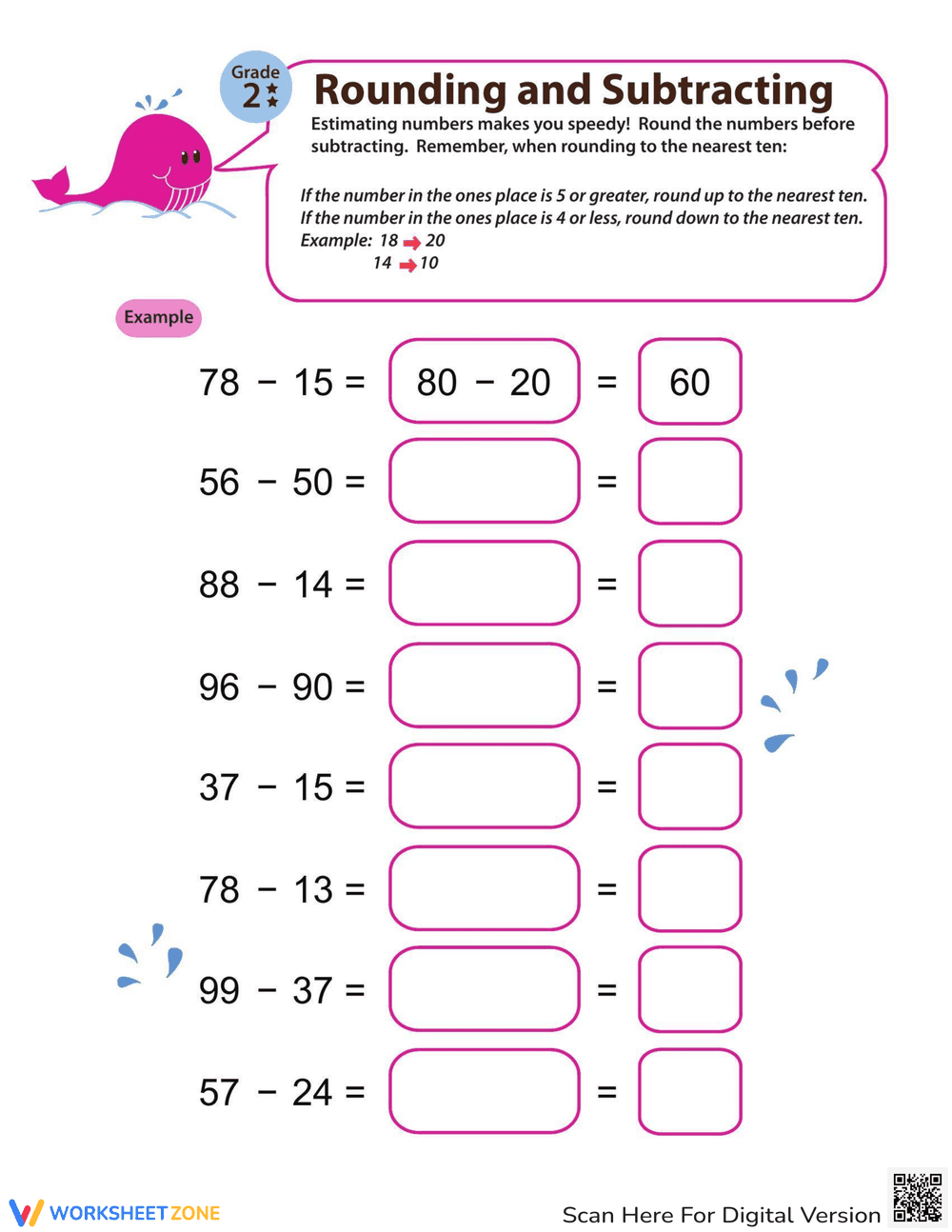 Speedy Rounding Subtraction Practice - Page 1