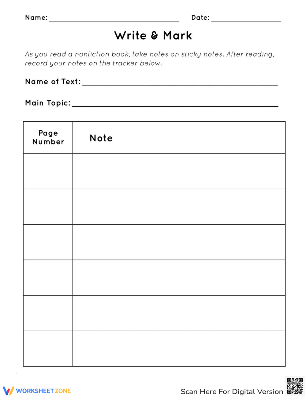 Practice Writing and Mark Worksheet - Page 1