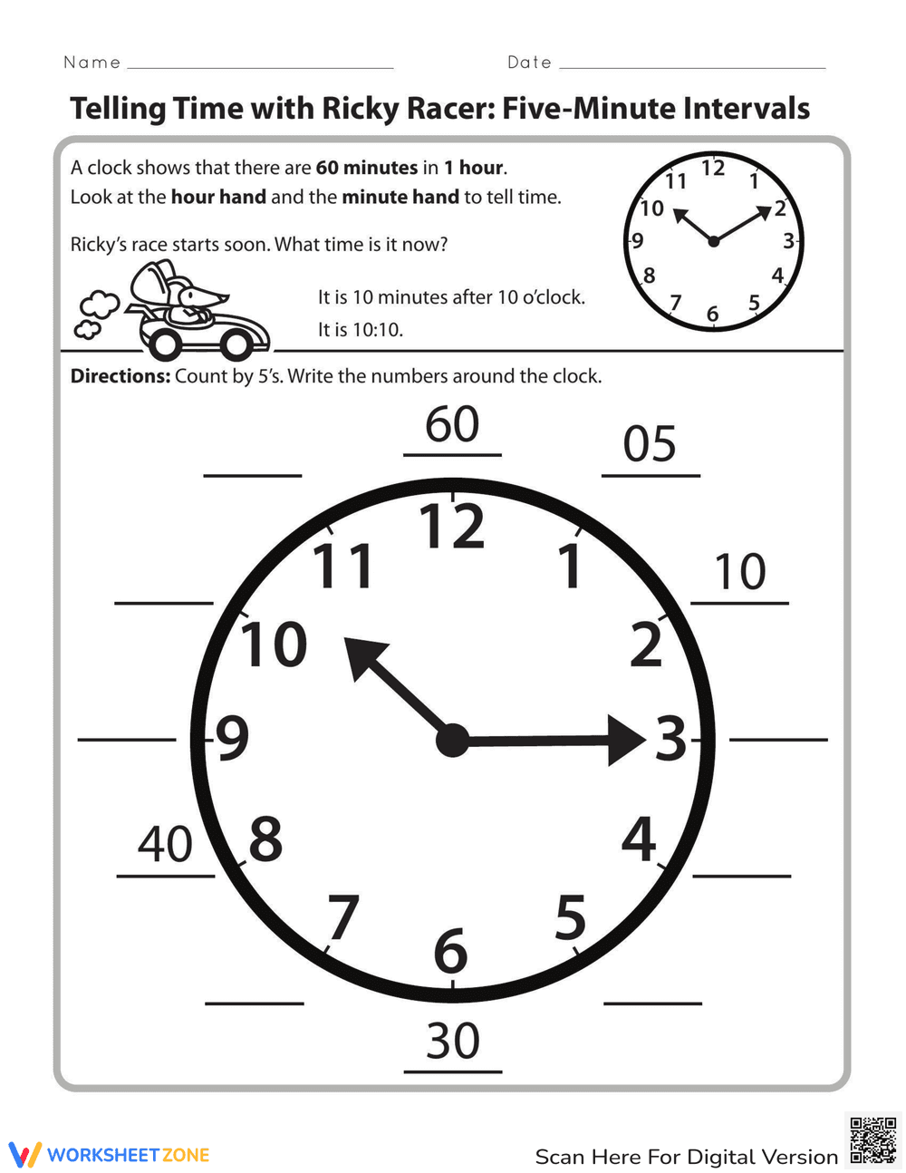 Telling Time with Ricky Racer - Page 1