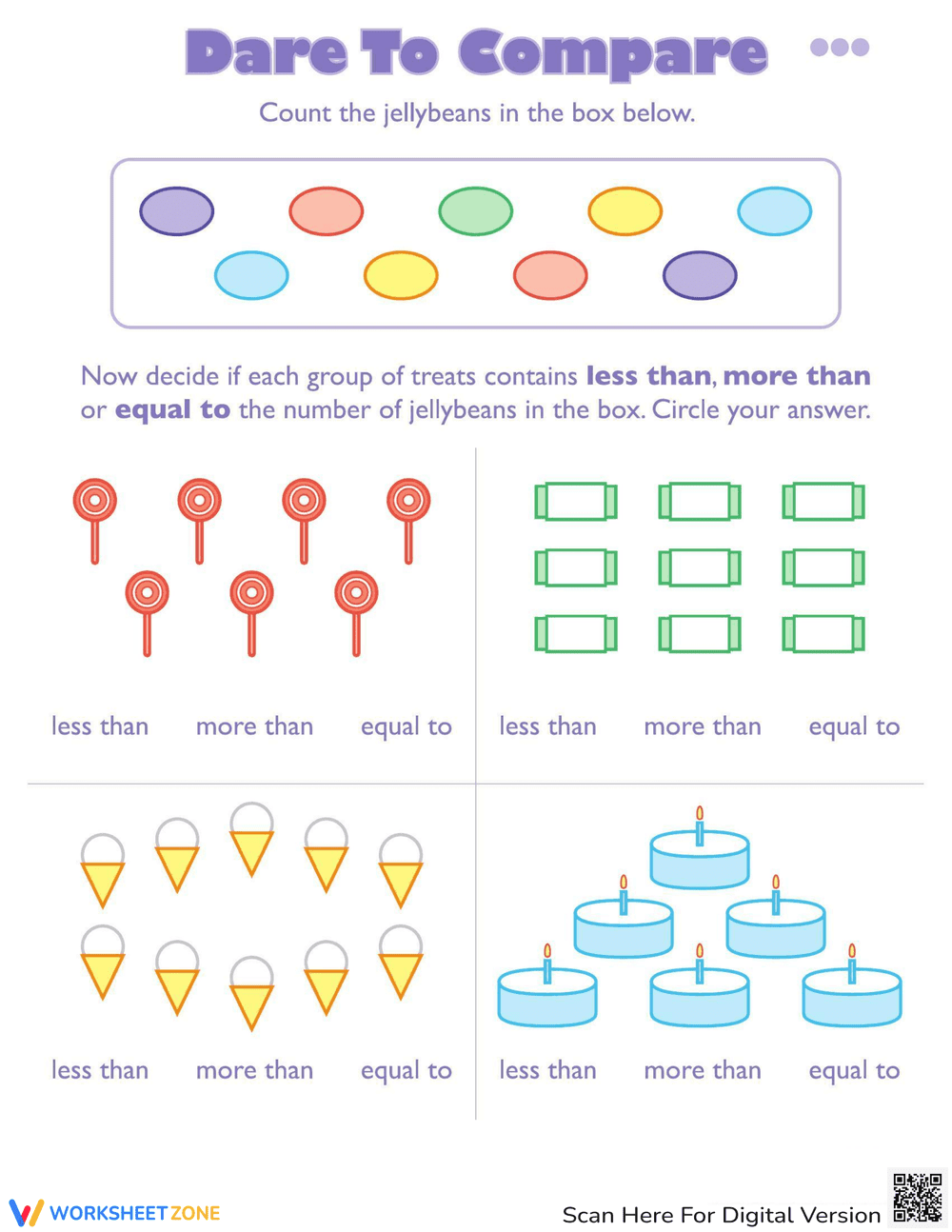 Less Than More Than Equal To Worksheet - Page 1