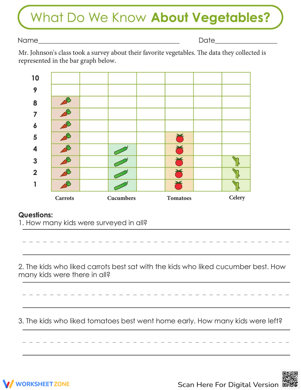 Vegetable Facts: Nutrition and Health Worksheet - Page 1