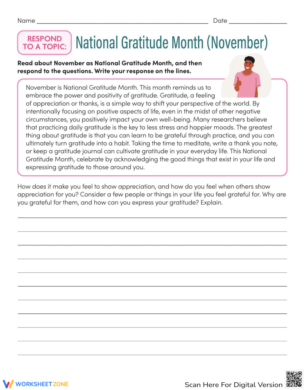 National Gratitude Month: Writing Response - Page 1