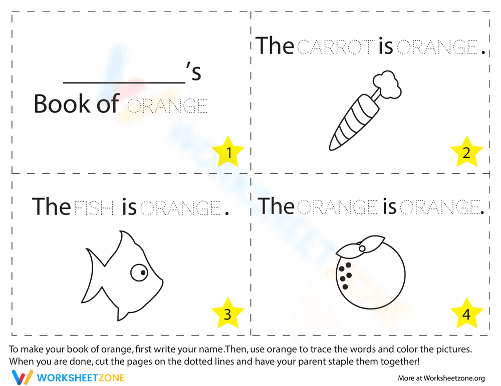 My Book of Orange - Trace and Color Activities for Kids - Page 1