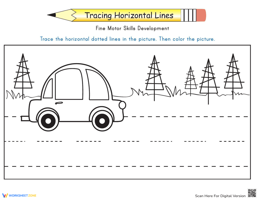 Practice Tracing Horizontal Lines - Page 1