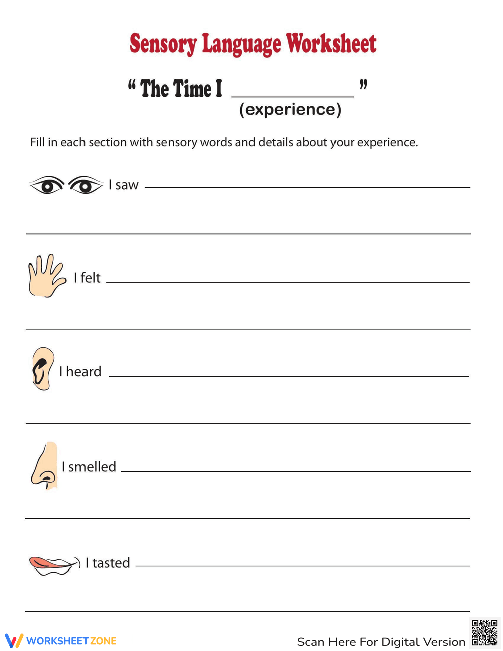 Sensory Language: Practice Worksheet - Page 1