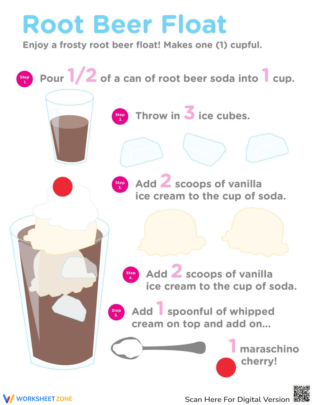 Root Beer Float Fun Worksheet - Page 1