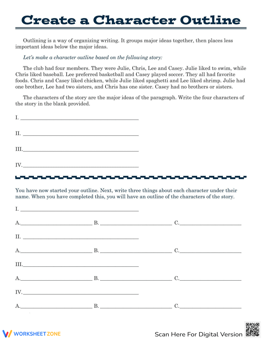 Fictional Character Development Worksheet - Page 1