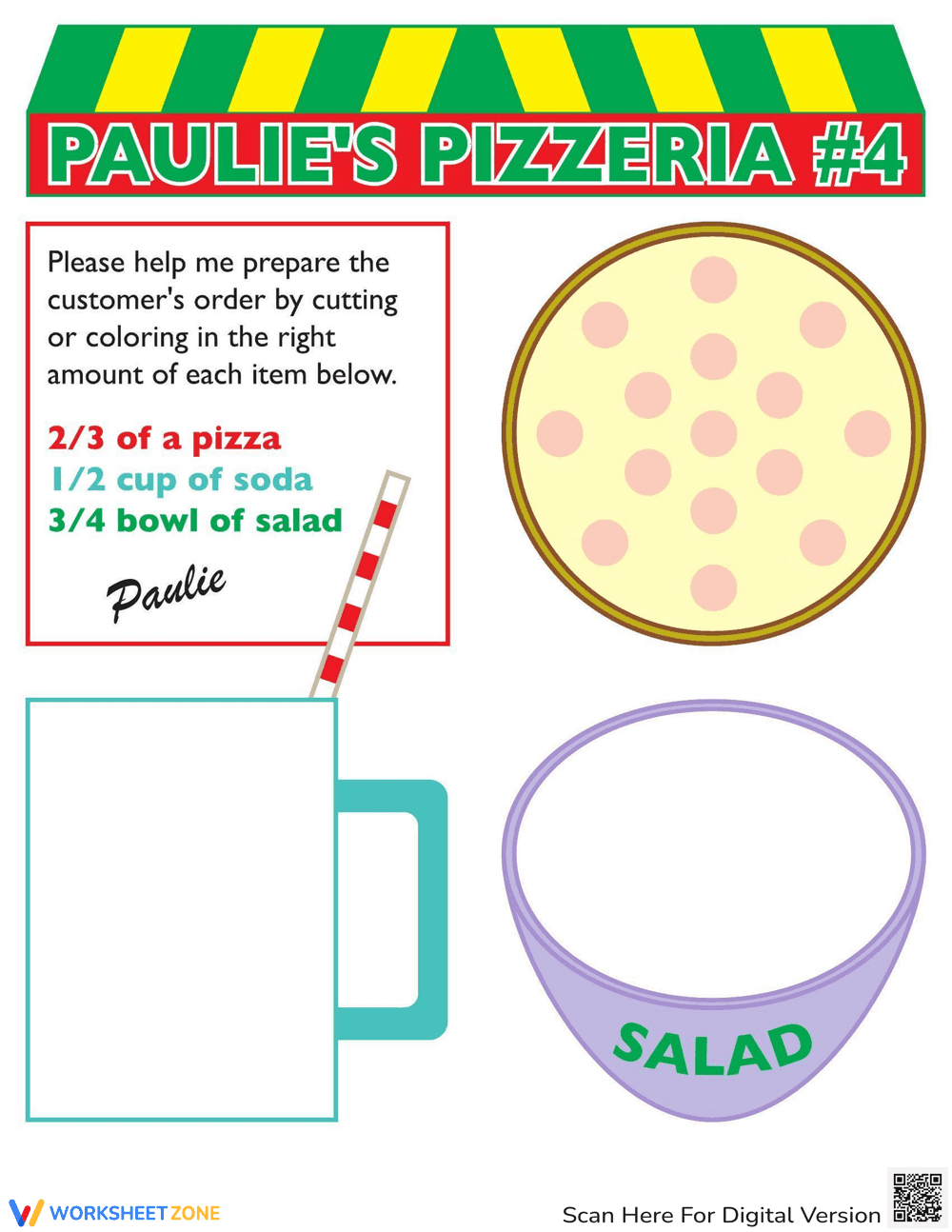 Visual Fractions Worksheet - Page 1