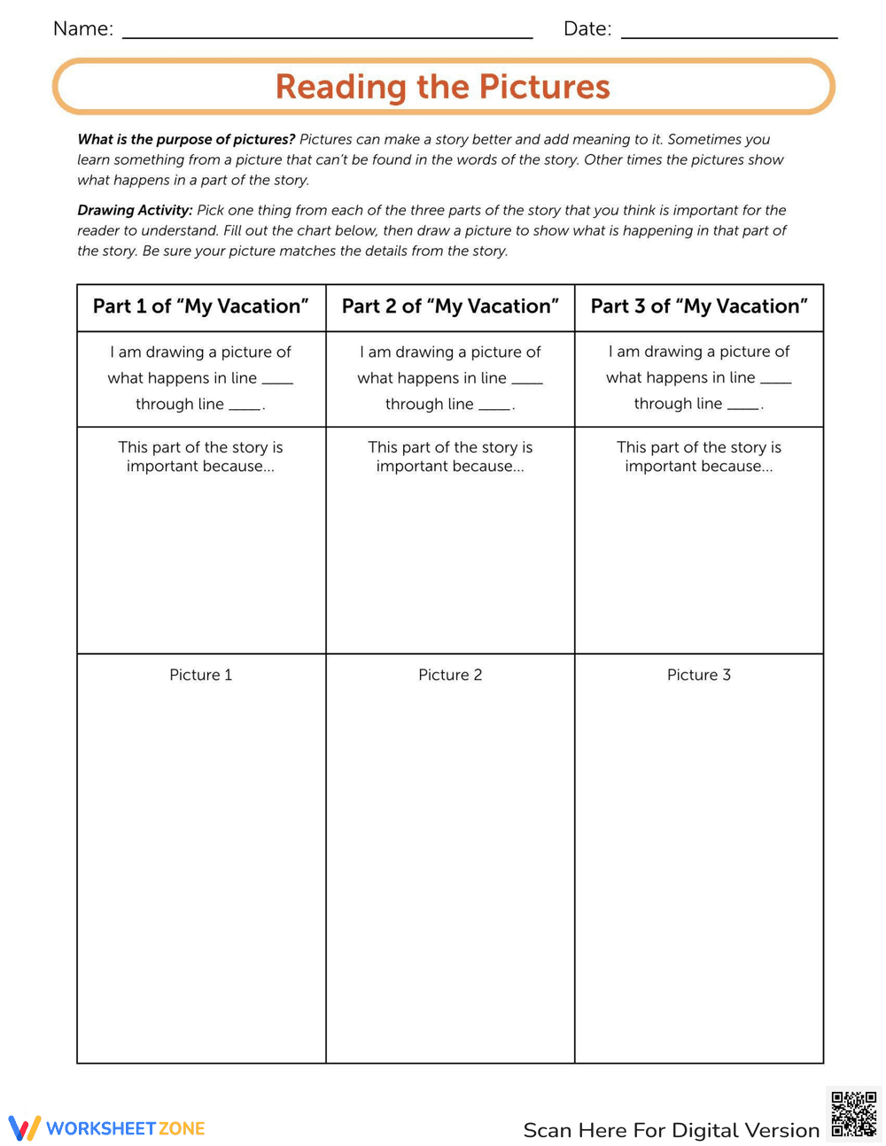 Reading Pictures Worksheet - Page 1