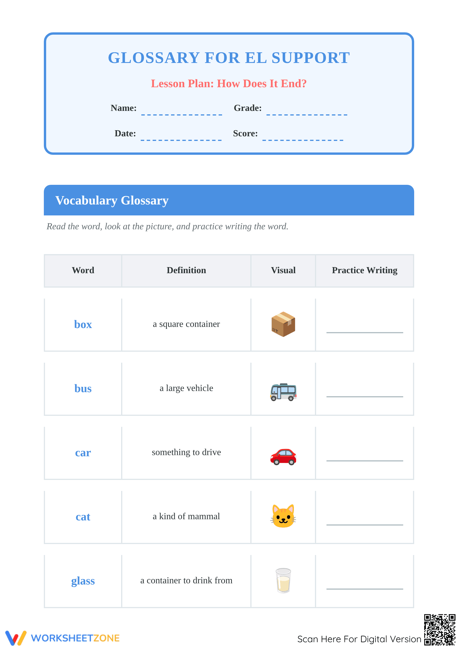 Ending Sounds Printable Worksheet | Grade K ELA - Page 1