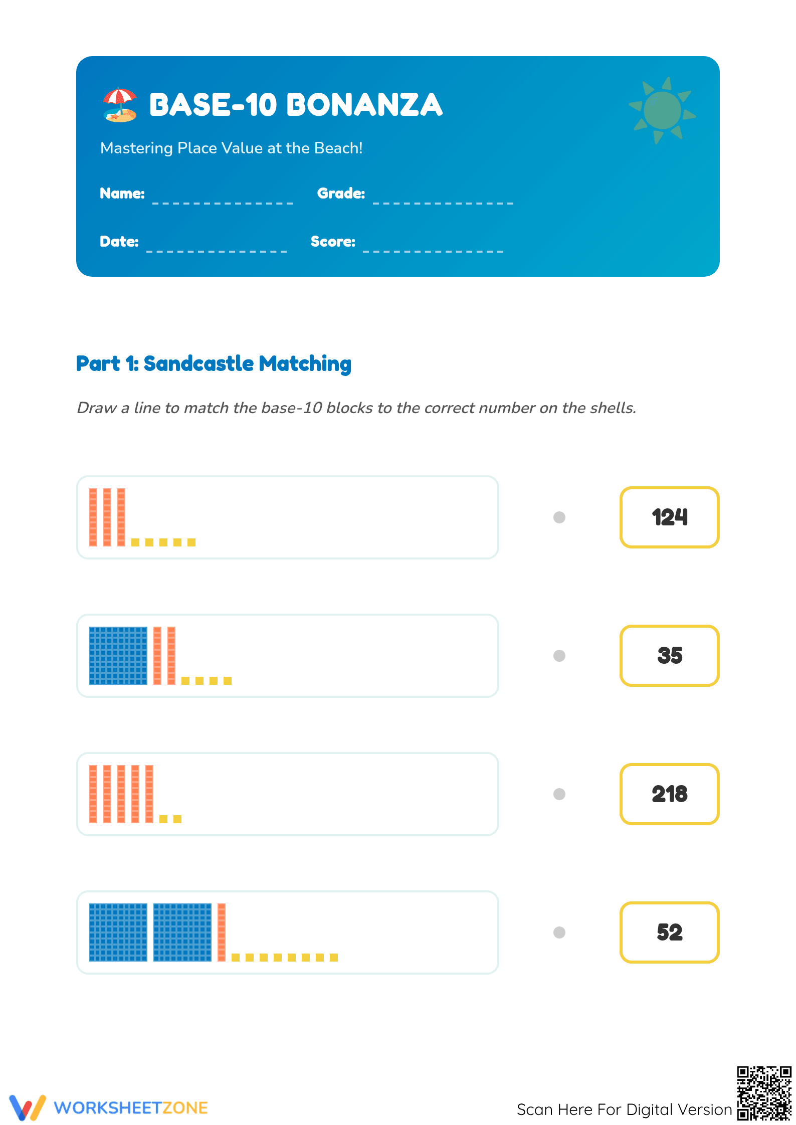 Printable Base-10 Place Value Worksheet | Grade 2 Math - Page 1