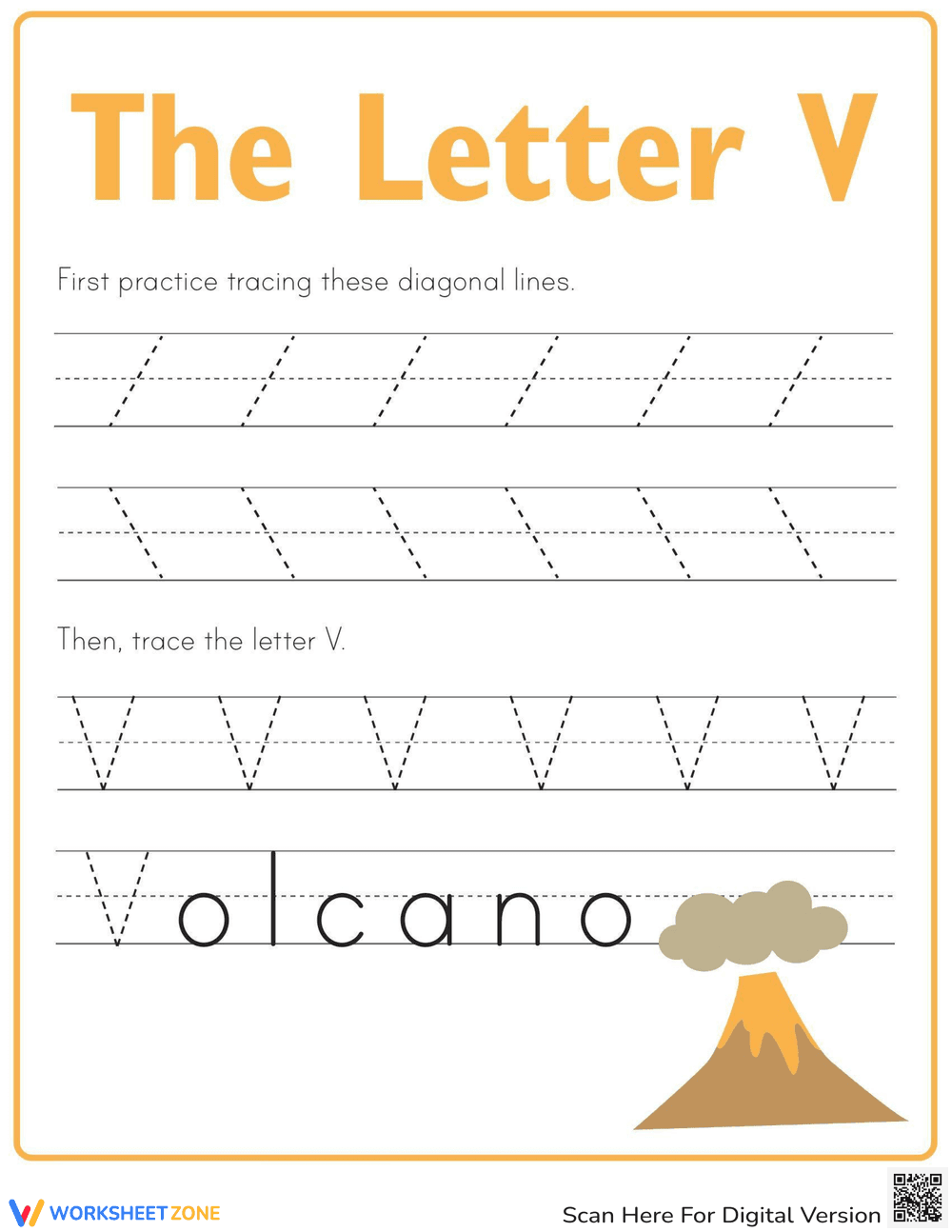 Practice Tracing V: Pre-K Letter Tracing - Page 1