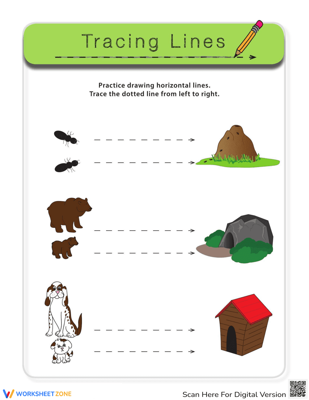 Horizontal Tracing: Line Practice - Page 1