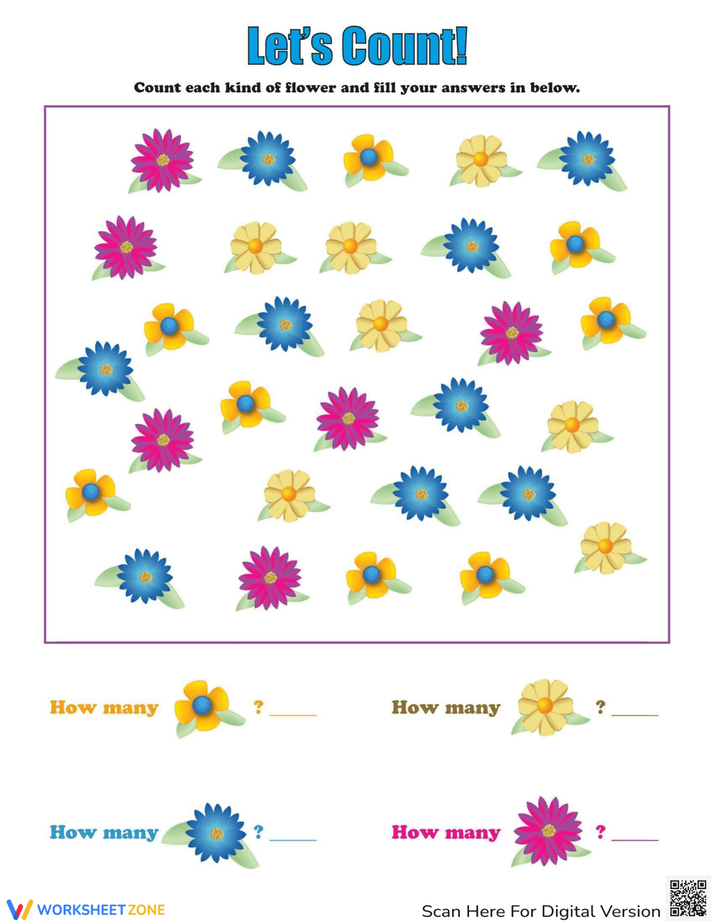 Count Flowers: Counting Practice - Page 1