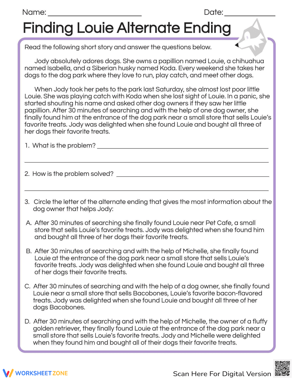 Writing an Alternate Ending Worksheet - Page 1