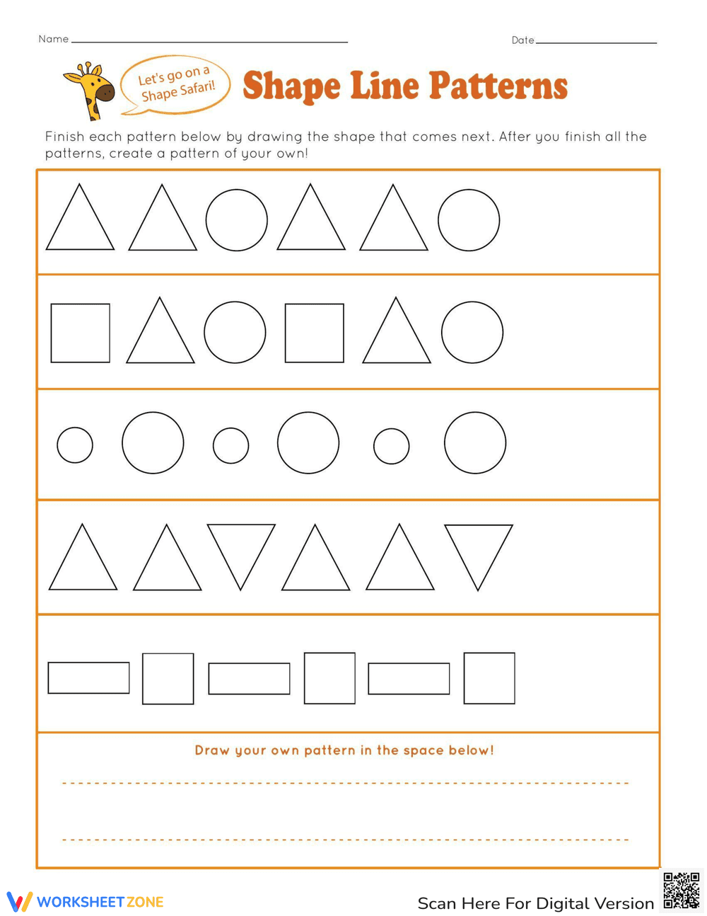 Shape and Line Patterns Worksheet - Page 1