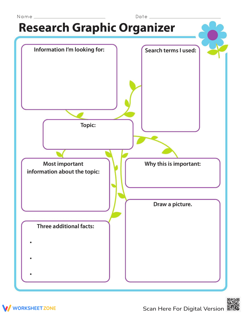 Research Graphic Organizer Worksheet - Page 1