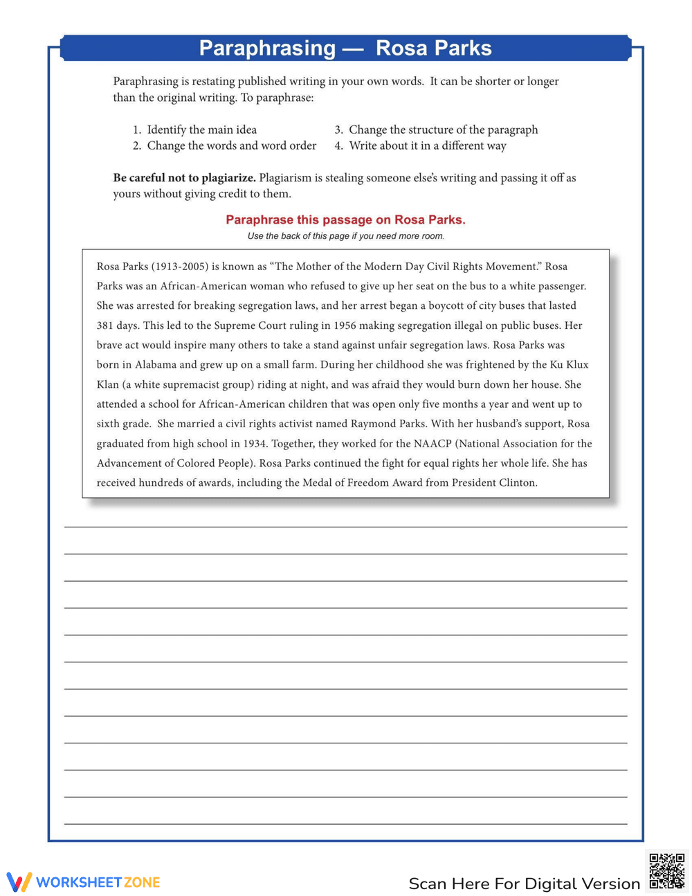 Paraphrasing Skills: Practice Worksheet - Page 1