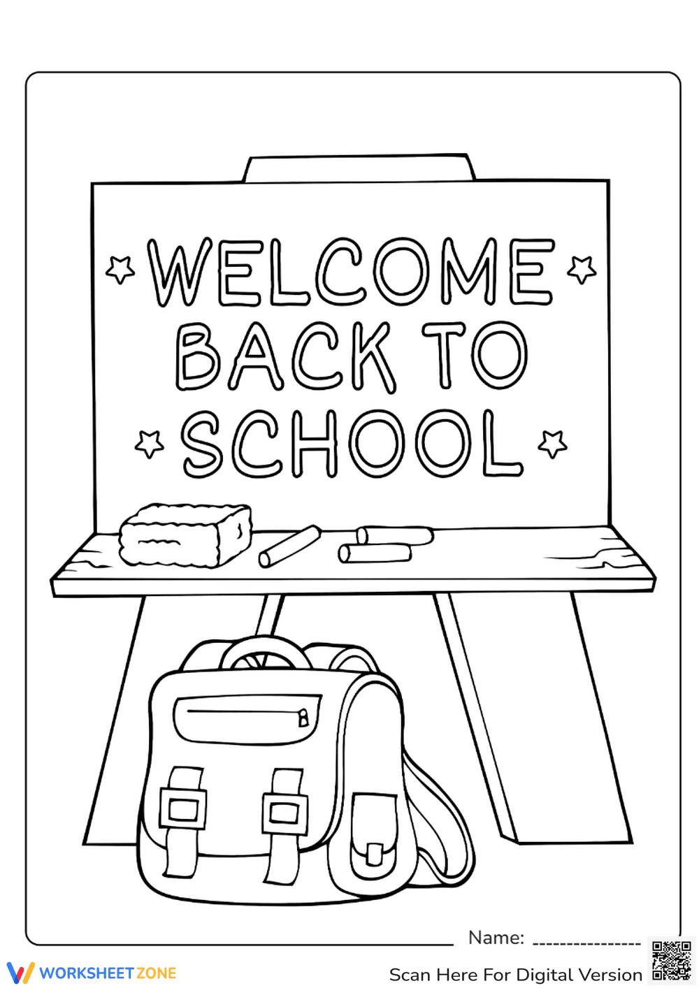Back to School: Chalkboard Coloring Sheet - Page 1