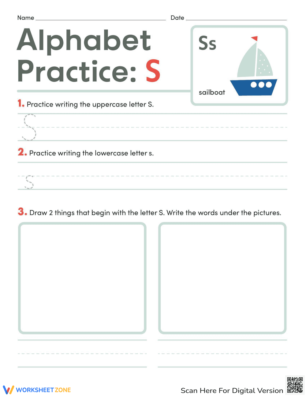 Handwriting Practice-Letter S Activities for Kids - Page 1