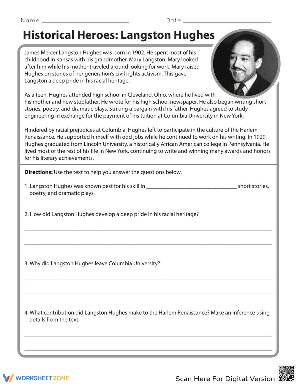 Historical Heroes: Exploring Langston Hughes - Page 1