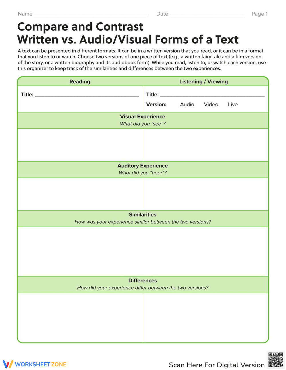 Compare Text Forms: Written vs. Audio-Visual - Page 1