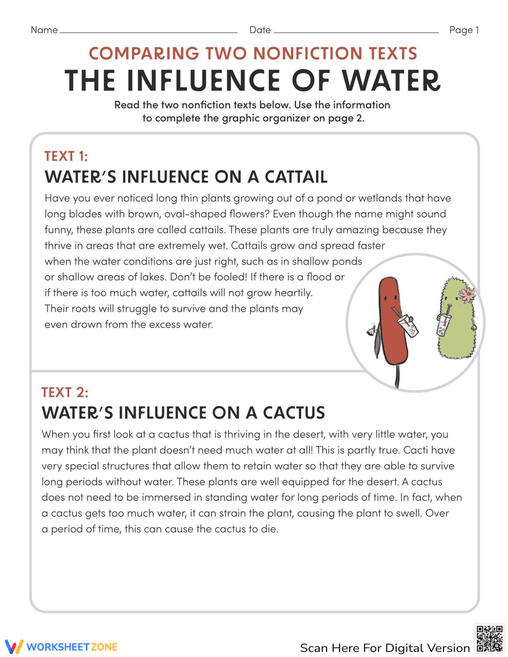 Comparing Nonfiction Texts: Influence of Water - Page 1