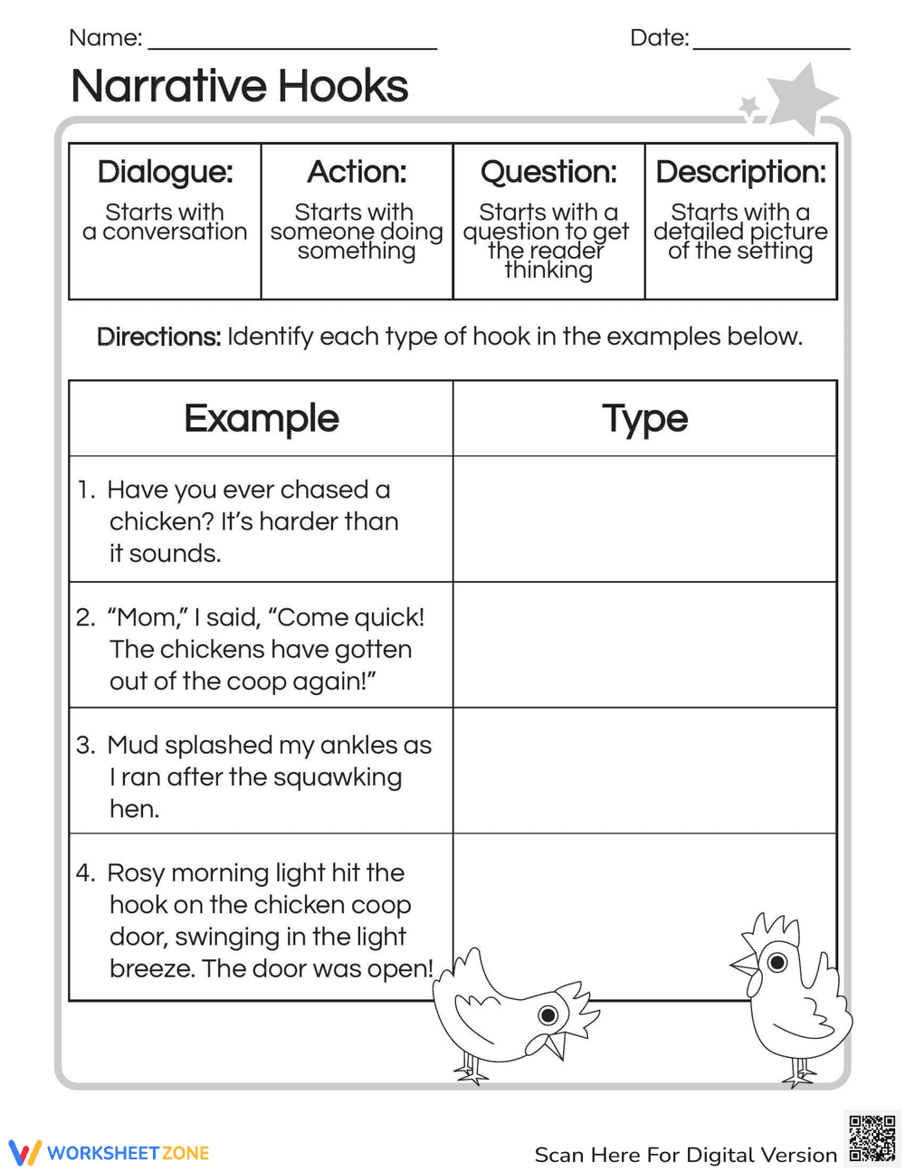 Effective Narrative Hooks Worksheet - Page 1