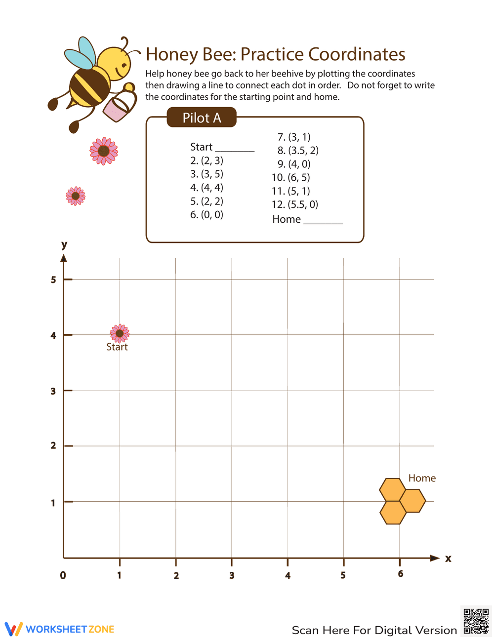 Practice Coordinates with a Honey Bee Theme - Page 1