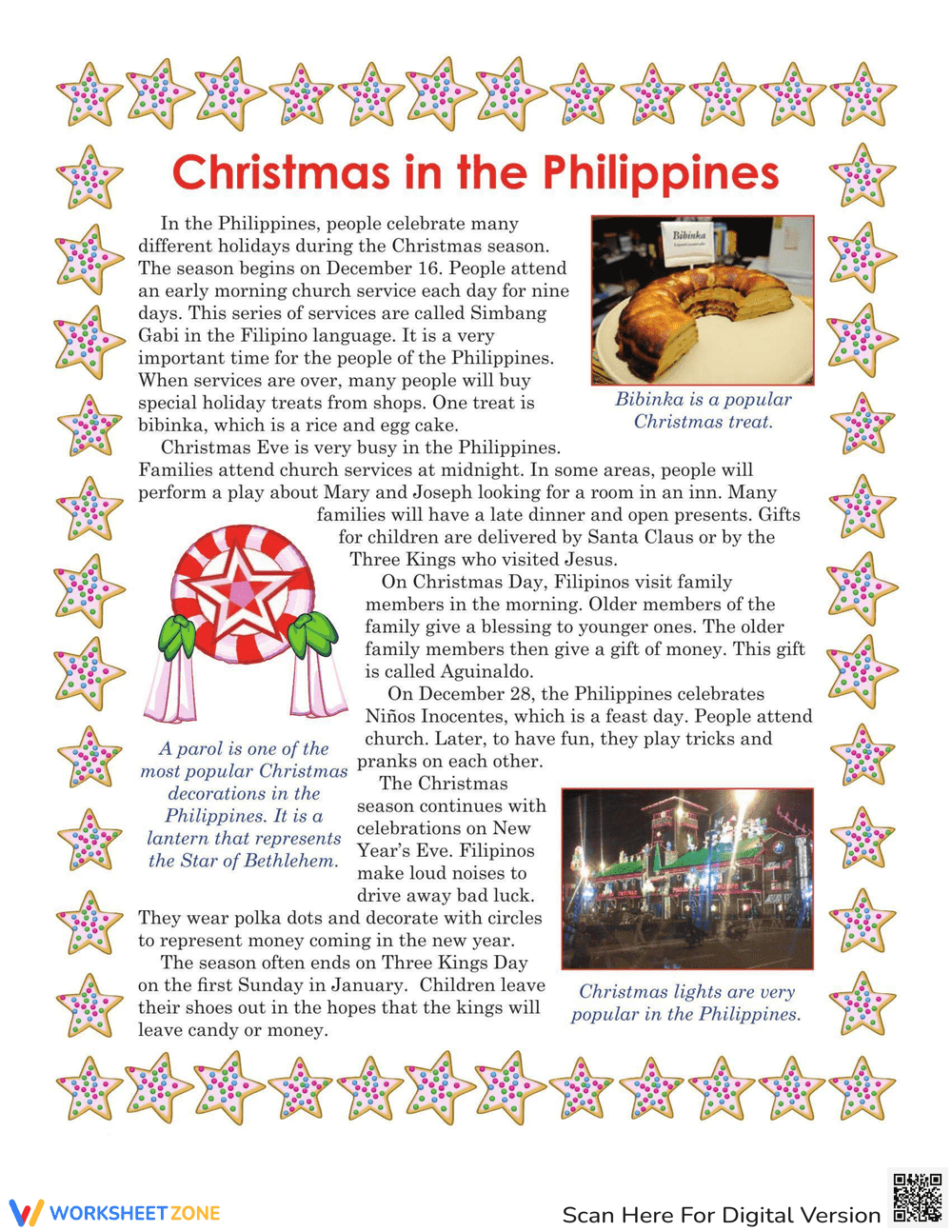 Christmas in the Philippines Worksheet - Page 1