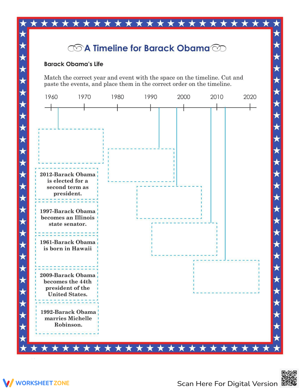 Barack Obama Timeline Worksheet - Page 1