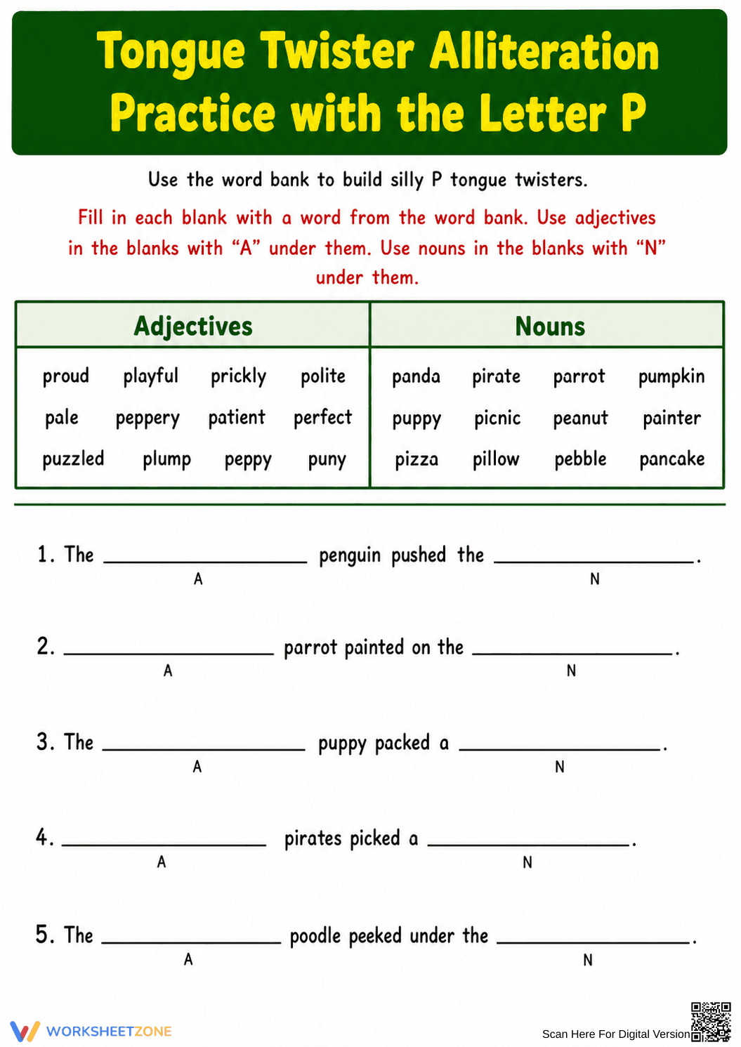 Alliteration Tongue Twisters Practice - Page 1