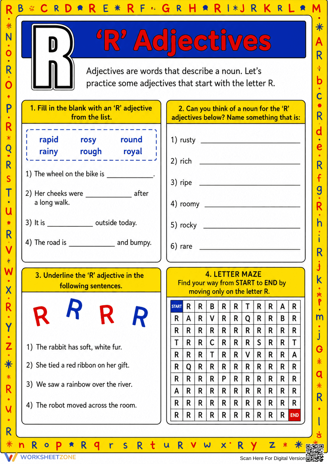 Learn Adjectives That Start with R - Page 1