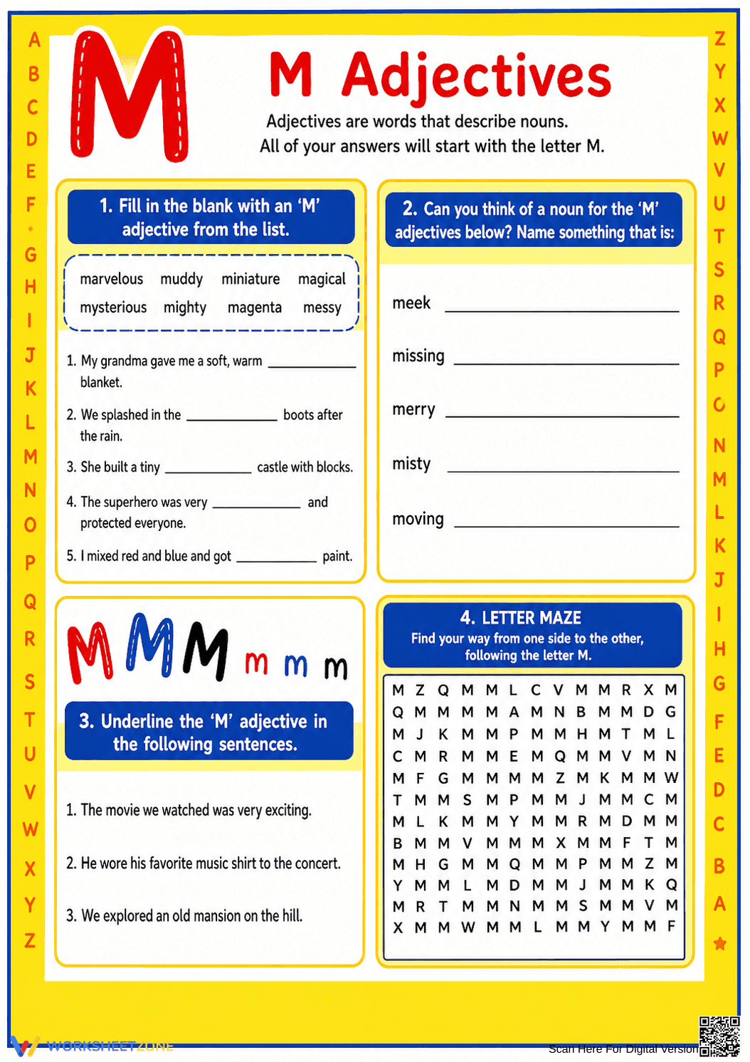 Adjectives Describing Words that Start with M - Page 1