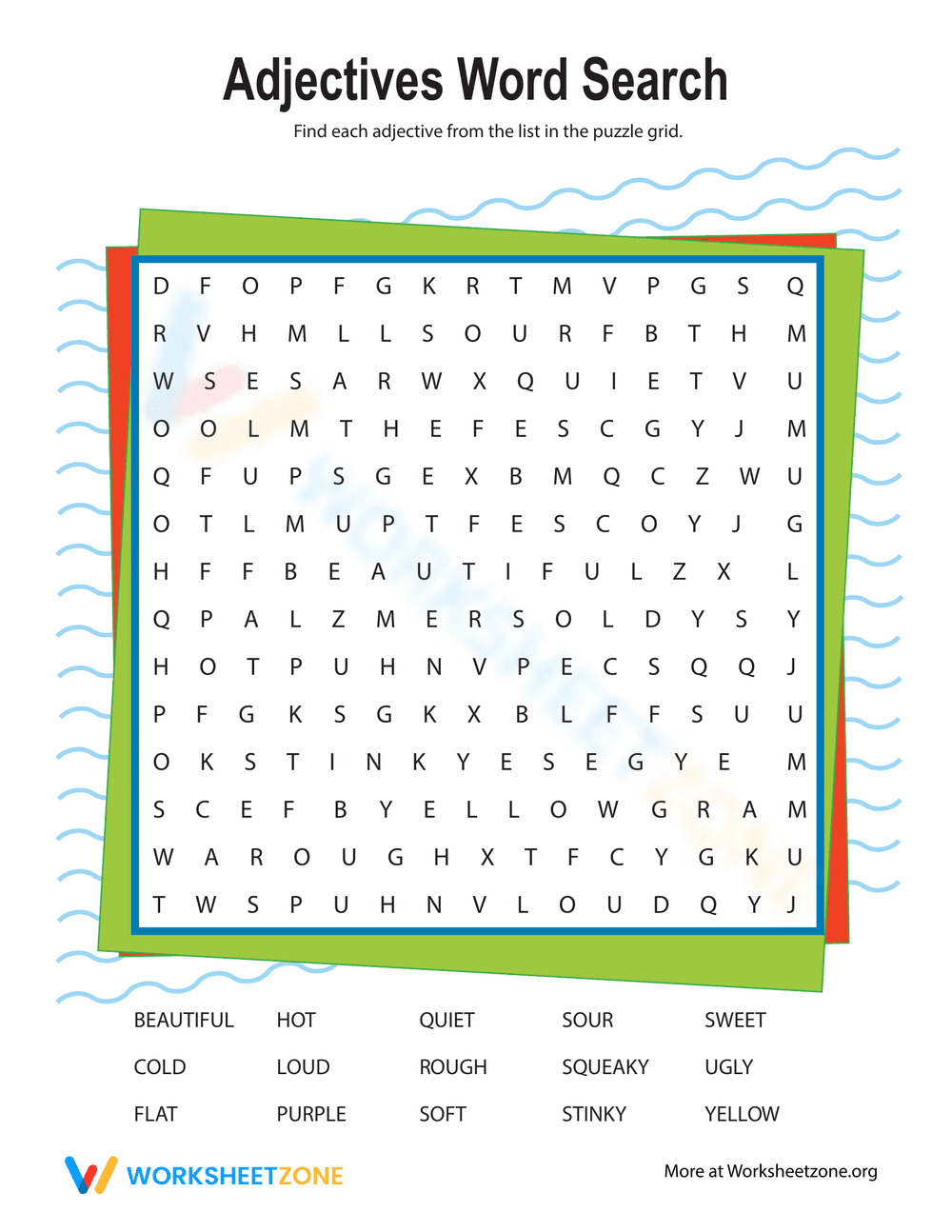 Find Adjectives in This Word Search - Page 1