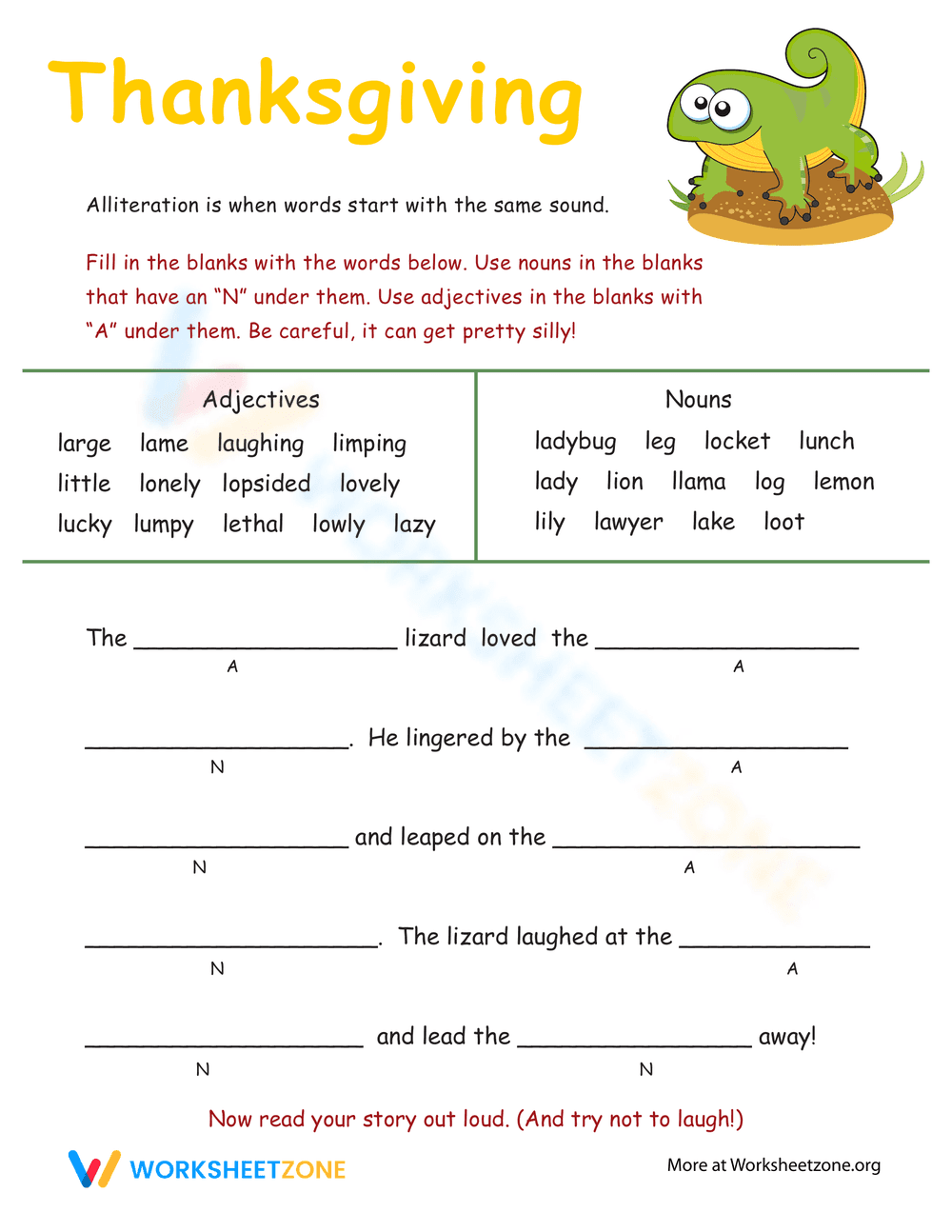 Alliteration Tongue Twisters with L - Page 1