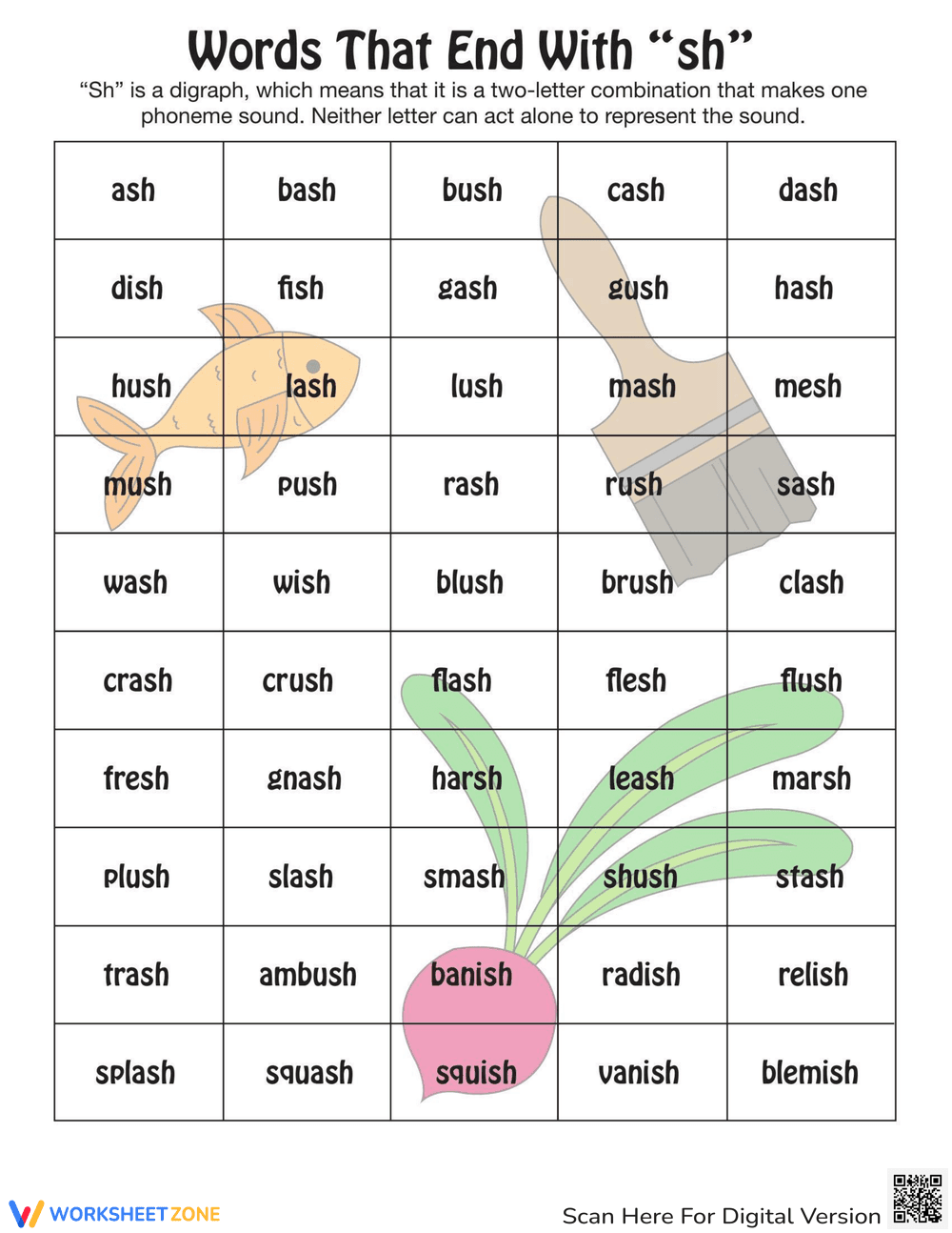 Words Ending in Sh - Page 1