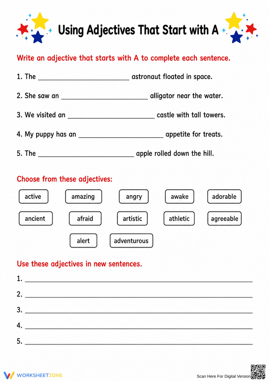 Using Adjectives That Start with A - Page 1