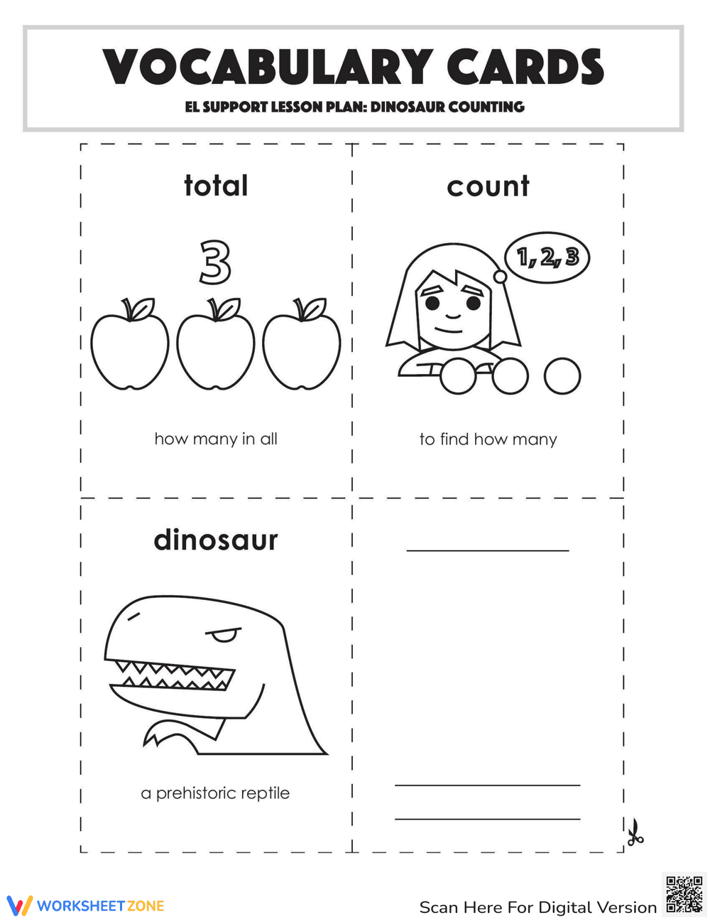 Vocabulary Cards: Dinosaur Counting - Page 1