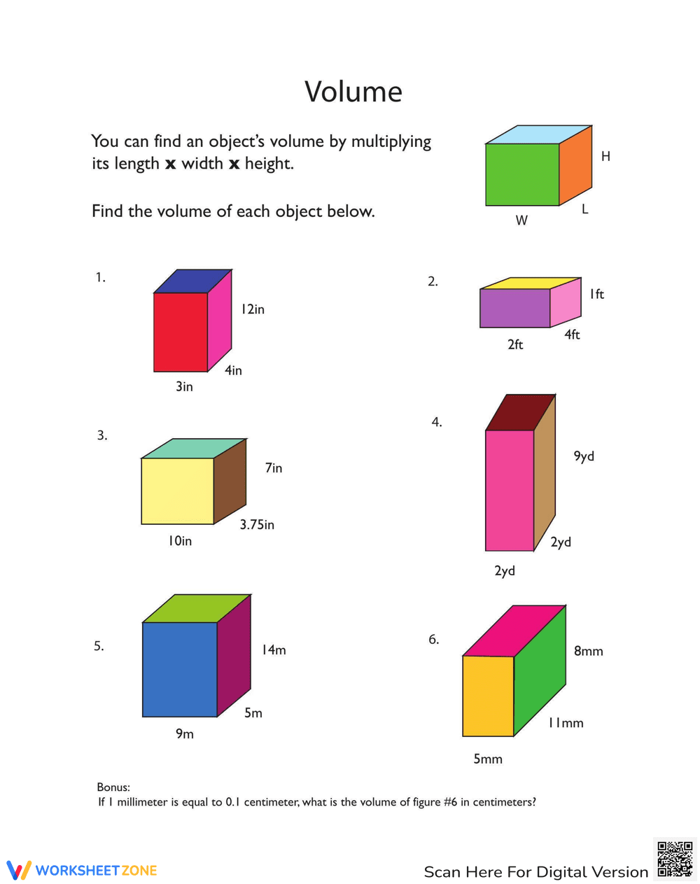 Practice Calculating Volume - Page 1
