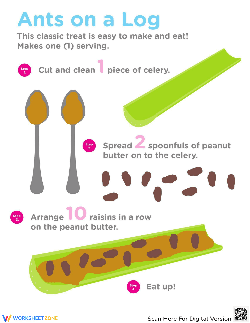Ants on a Log Themed Worksheet - Page 1