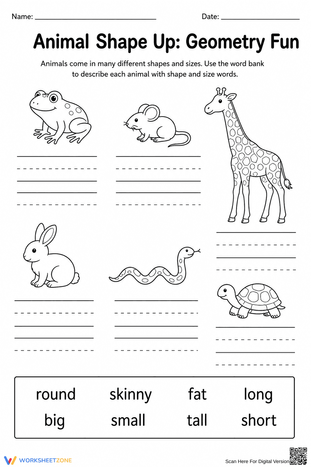 Printable Animal Adjectives Worksheet | Grade 1 - Page 1