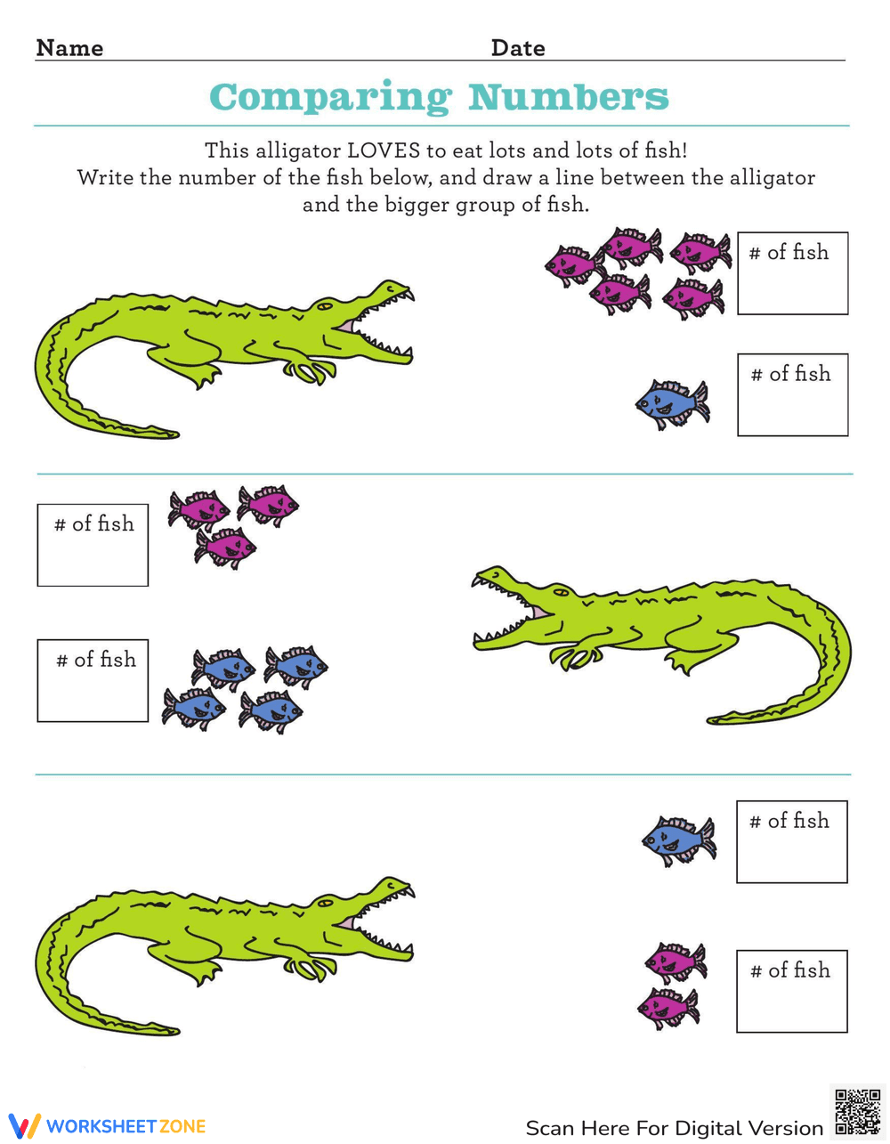 Comparing Numbers: Alligator Math Activity - Page 1